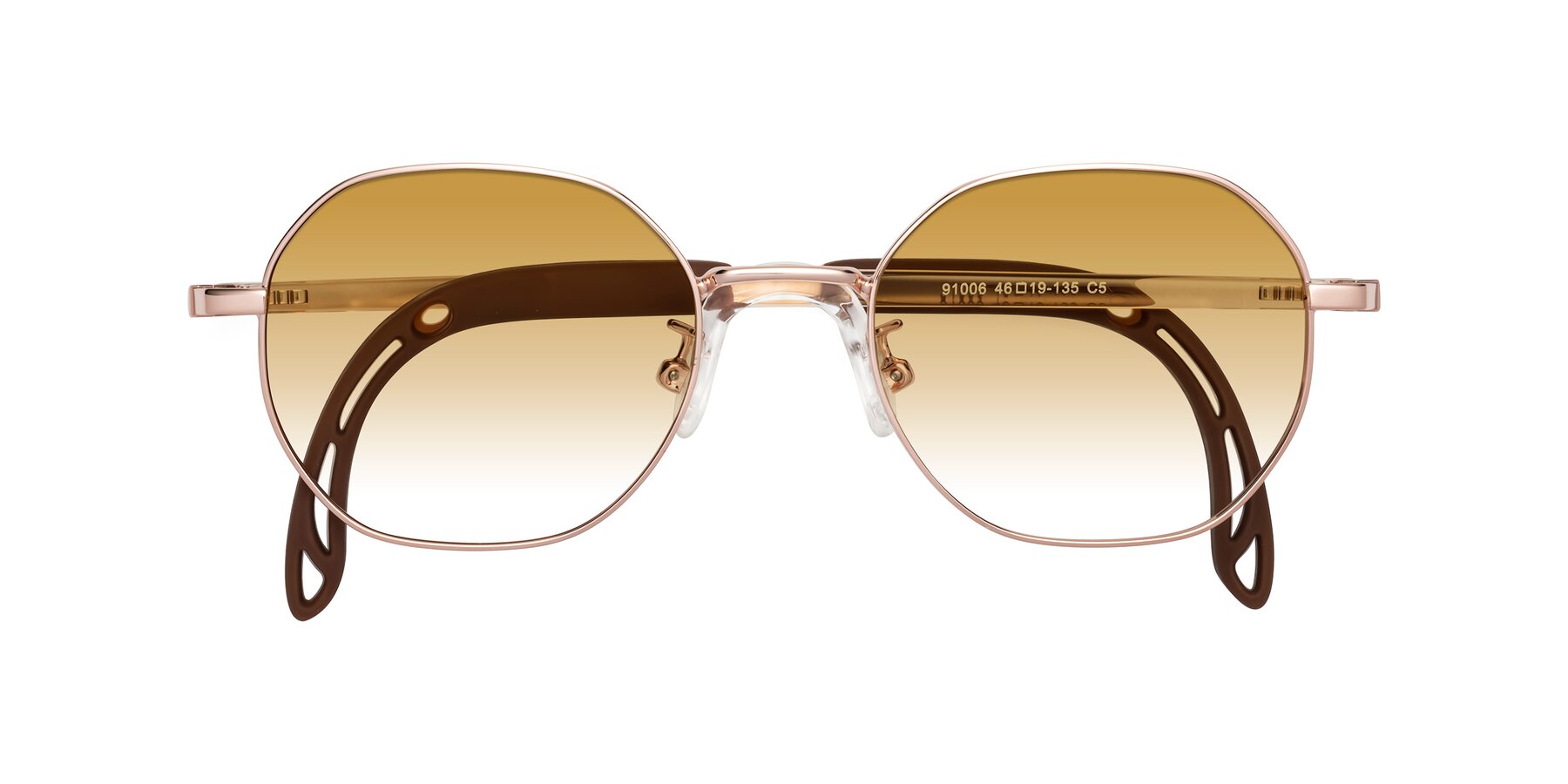 Folded Front of Esther in Professor Gold with Champagne Gradient Lenses