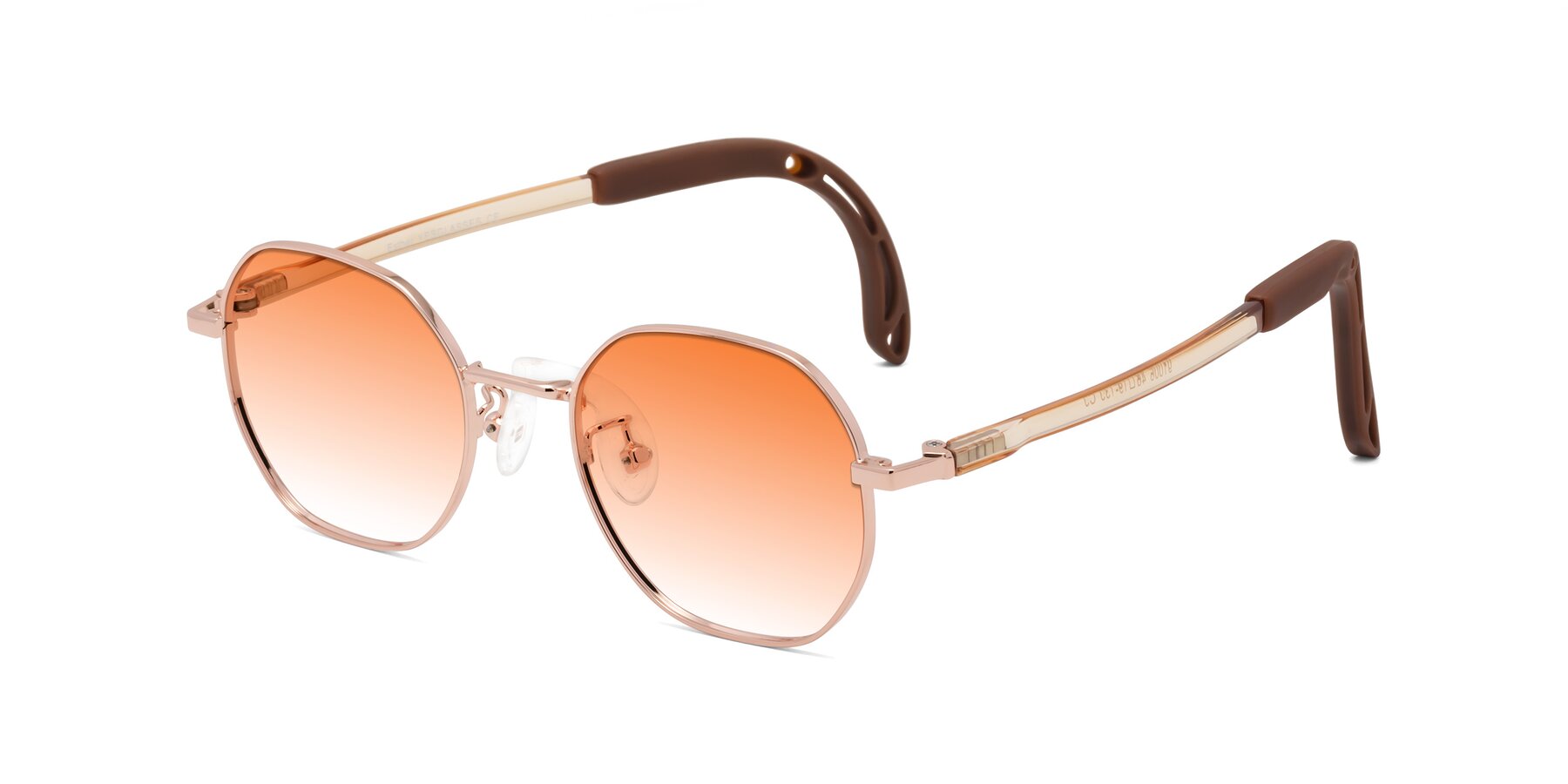 Angle of Esther in Professor Gold with Orange Gradient Lenses