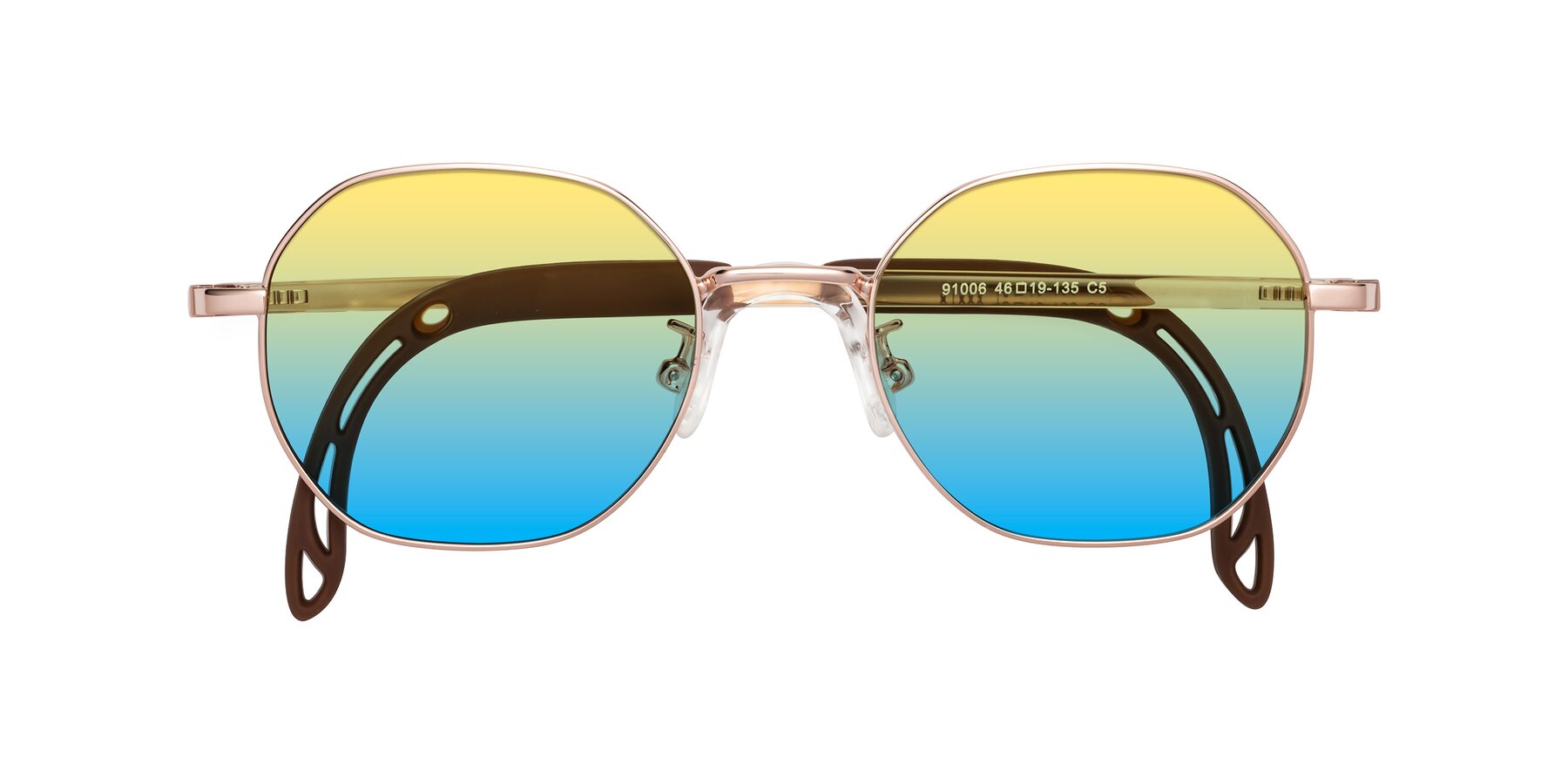 Folded Front of Esther in Professor Gold with Yellow / Blue Gradient Lenses