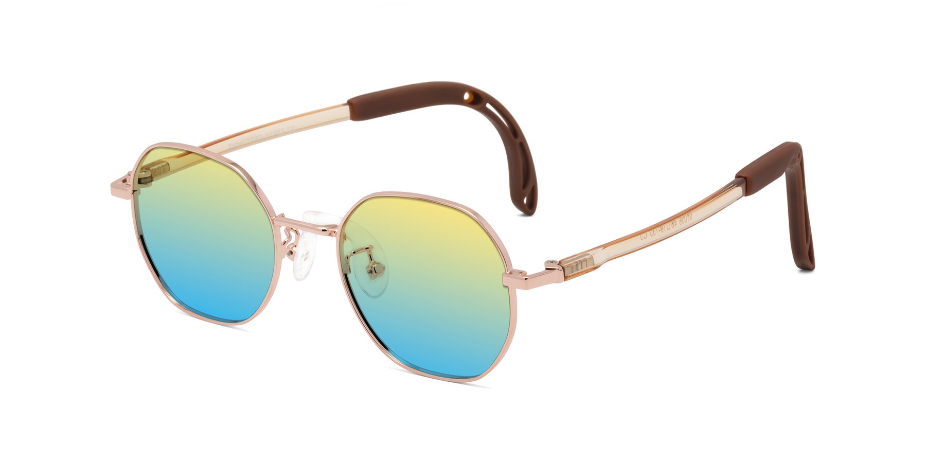 Angle of Esther in Professor Gold with Yellow / Blue Gradient Lenses