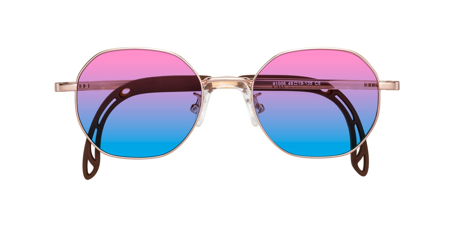 Folded Front of Esther in Professor Gold with Pink / Blue Gradient Lenses