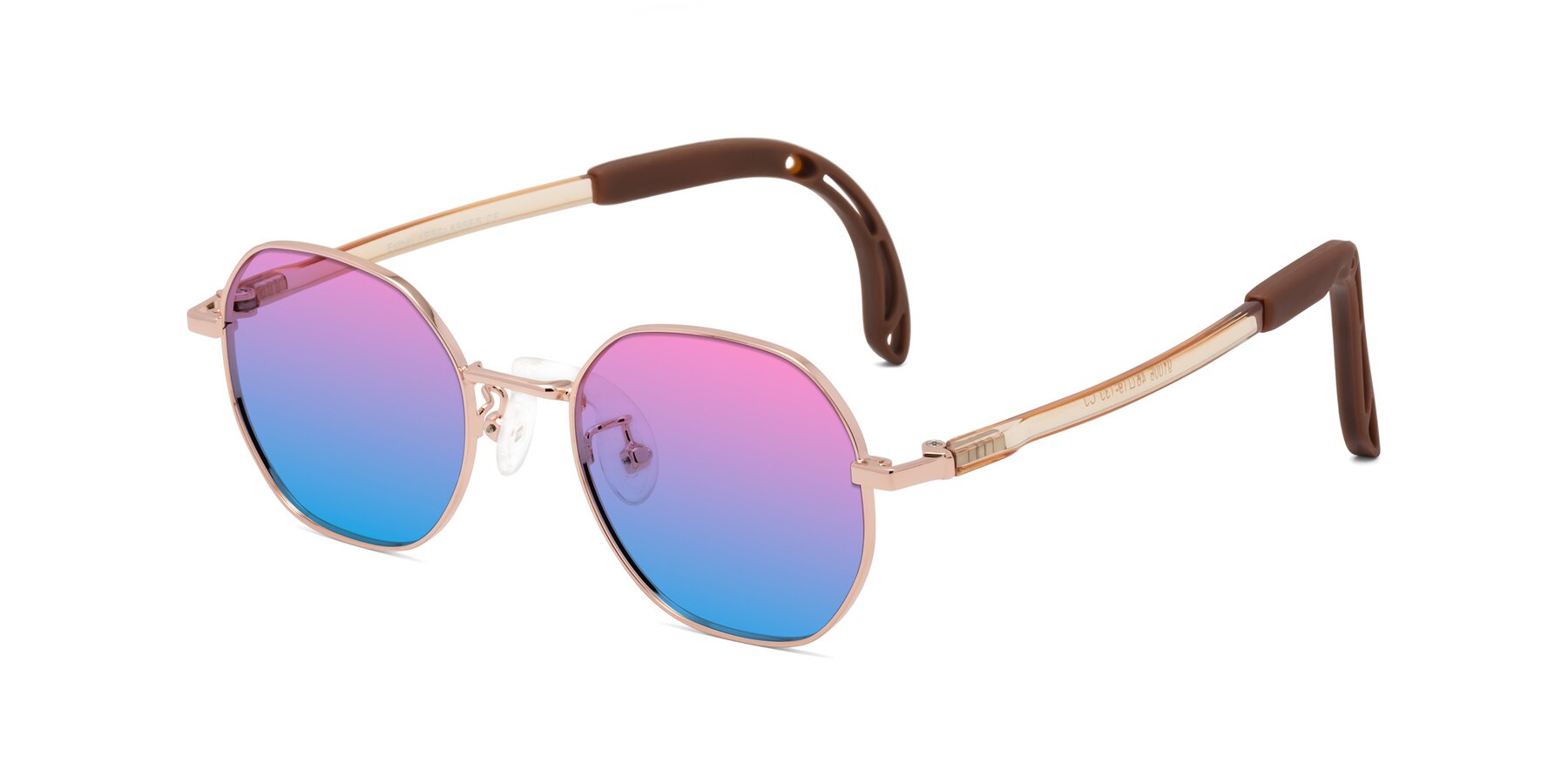 Angle of Esther in Professor Gold with Pink / Blue Gradient Lenses