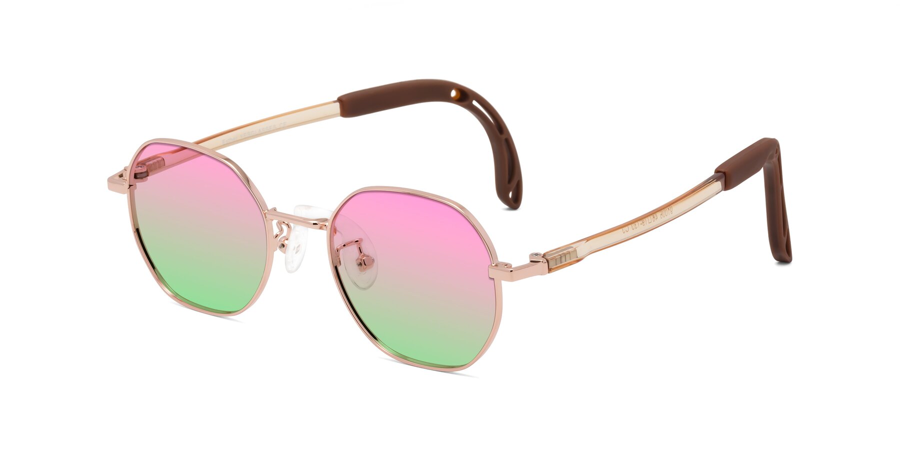 Angle of Esther in Professor Gold with Pink / Green Gradient Lenses