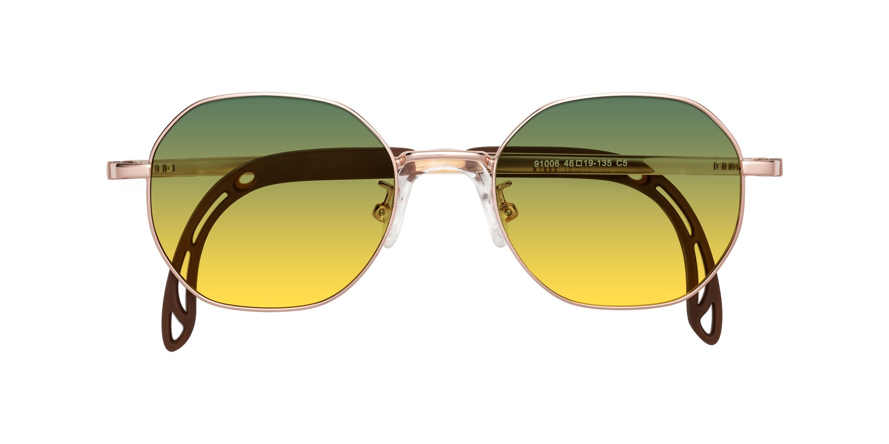 Folded Front of Esther in Professor Gold with Green / Yellow Gradient Lenses