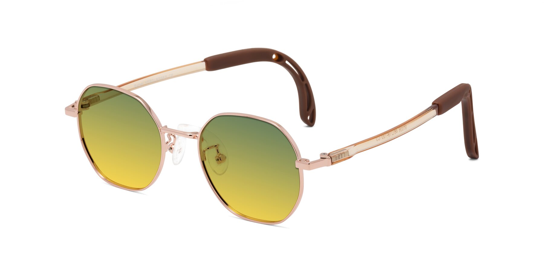 Angle of Esther in Professor Gold with Green / Yellow Gradient Lenses