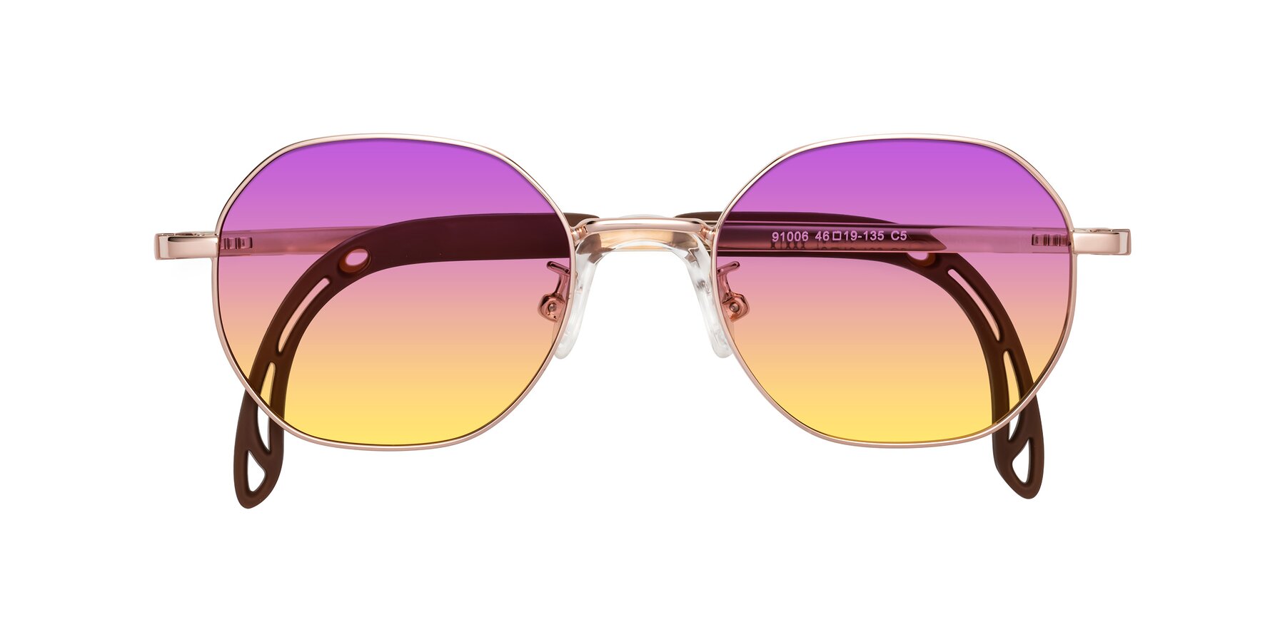 Folded Front of Esther in Professor Gold with Purple / Yellow Gradient Lenses