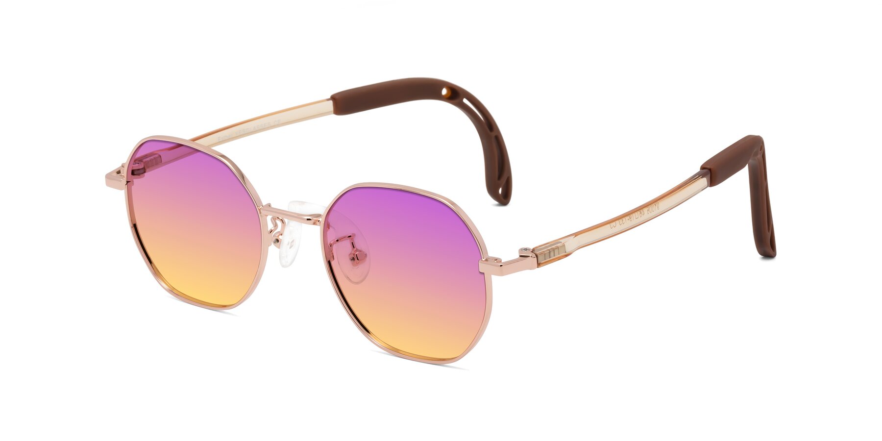 Angle of Esther in Professor Gold with Purple / Yellow Gradient Lenses