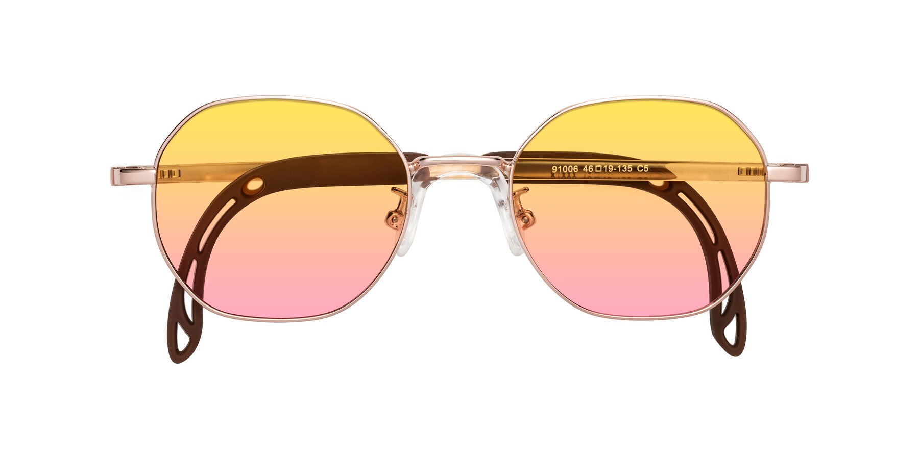 Folded Front of Esther in Professor Gold with Yellow / Pink Gradient Lenses