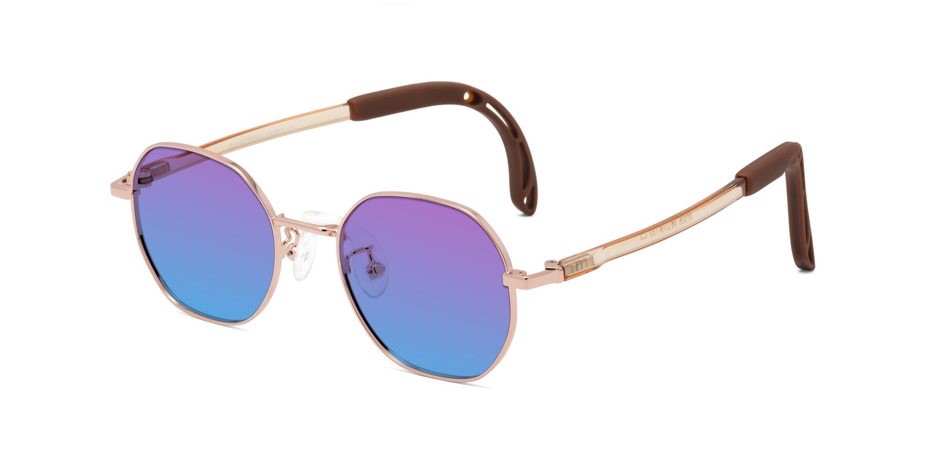 Angle of Esther in Professor Gold with Purple / Blue Gradient Lenses