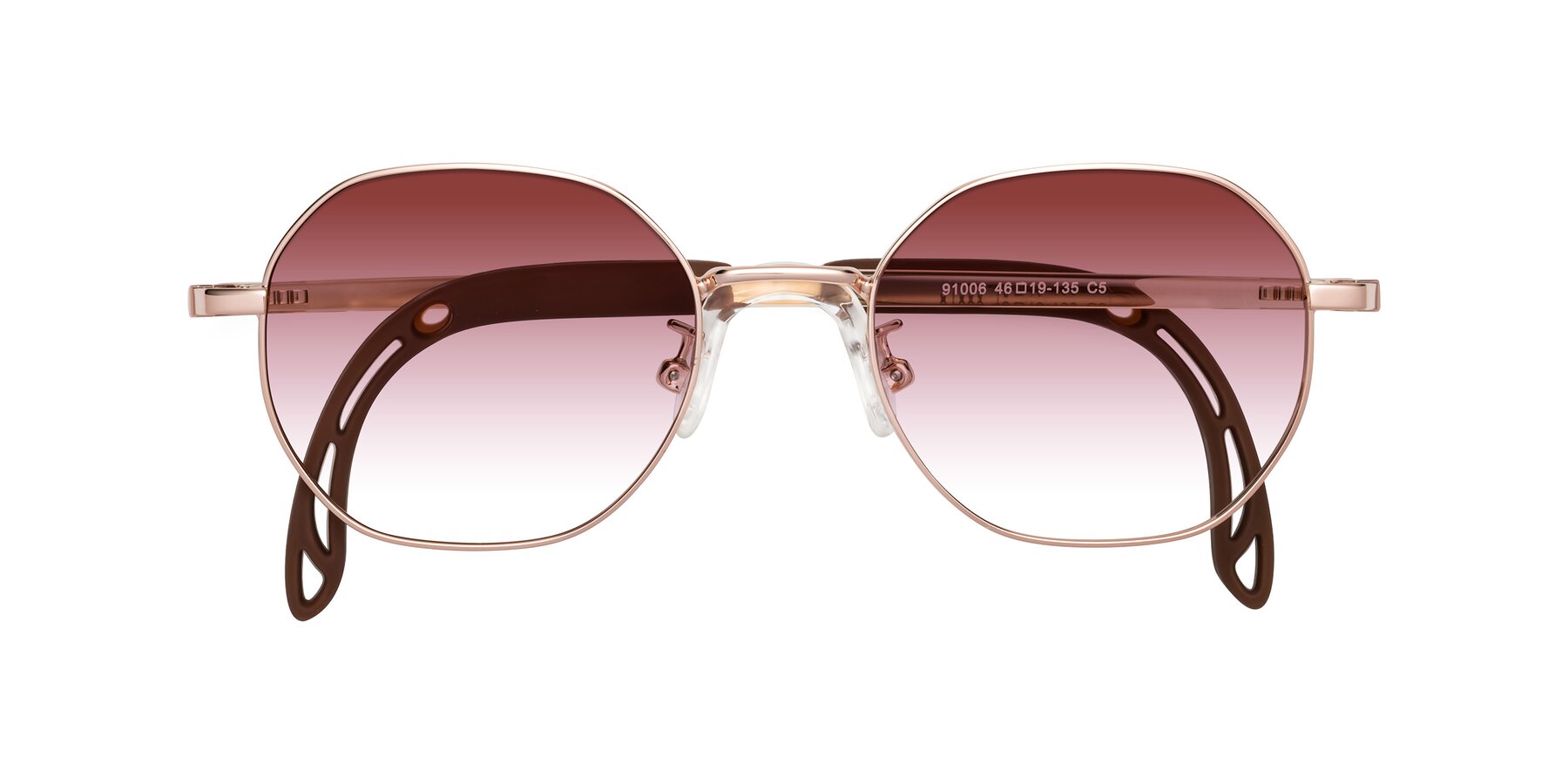 Folded Front of Esther in Professor Gold with Garnet Gradient Lenses