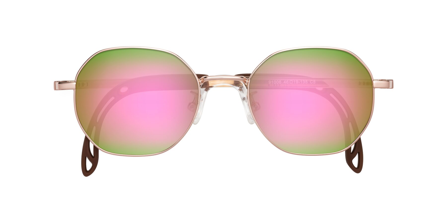 Folded Front of Esther in Professor Gold with Pink Mirrored Lenses