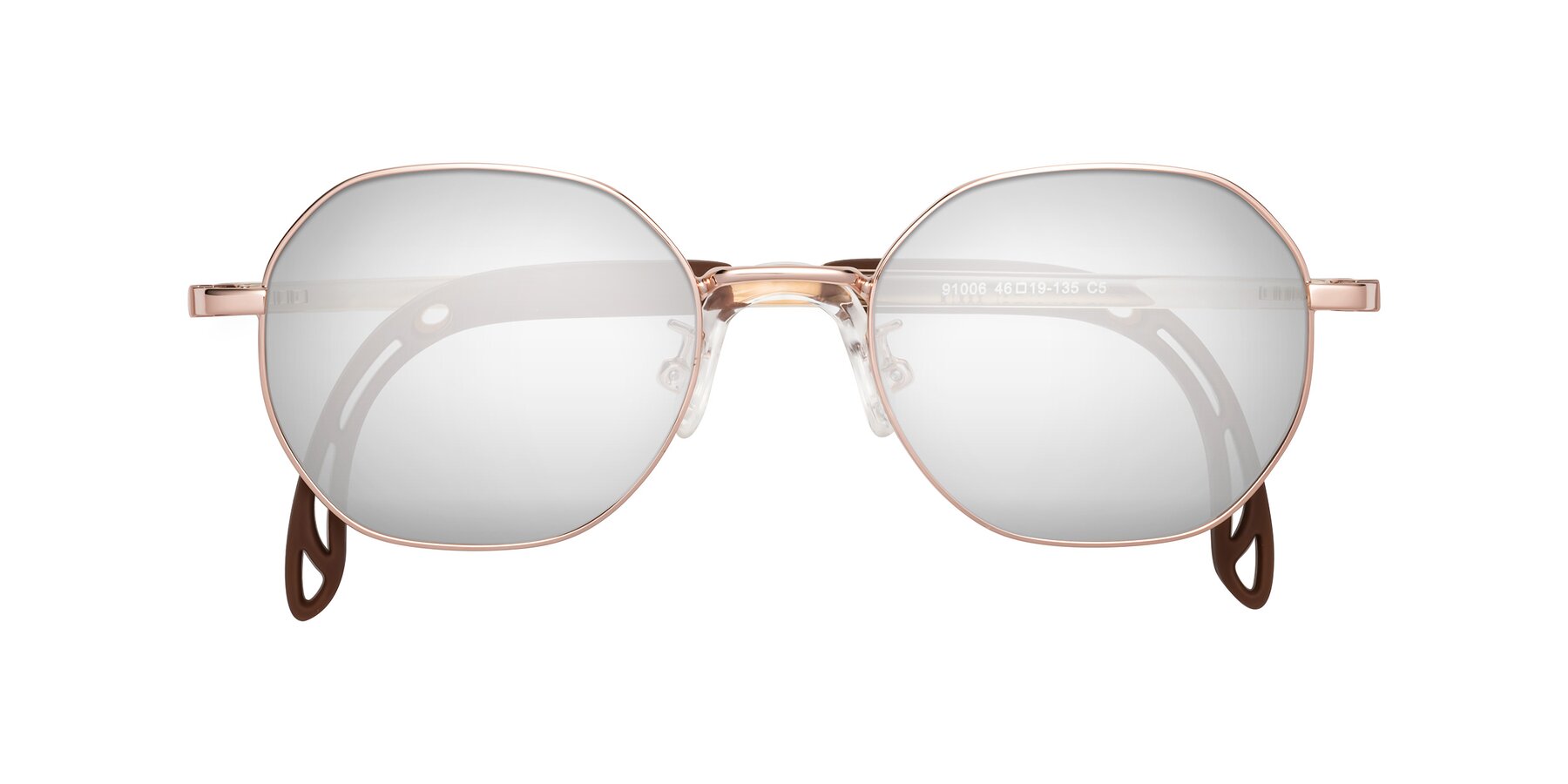 Folded Front of Esther in Professor Gold with Silver Mirrored Lenses