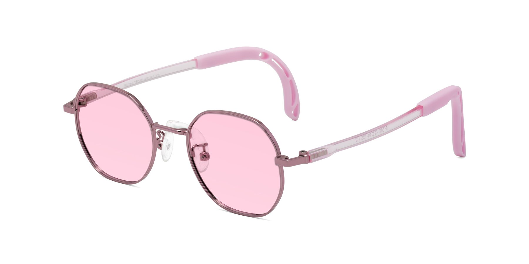 Angle of Esther in Artist Pink with Light Pink Tinted Lenses