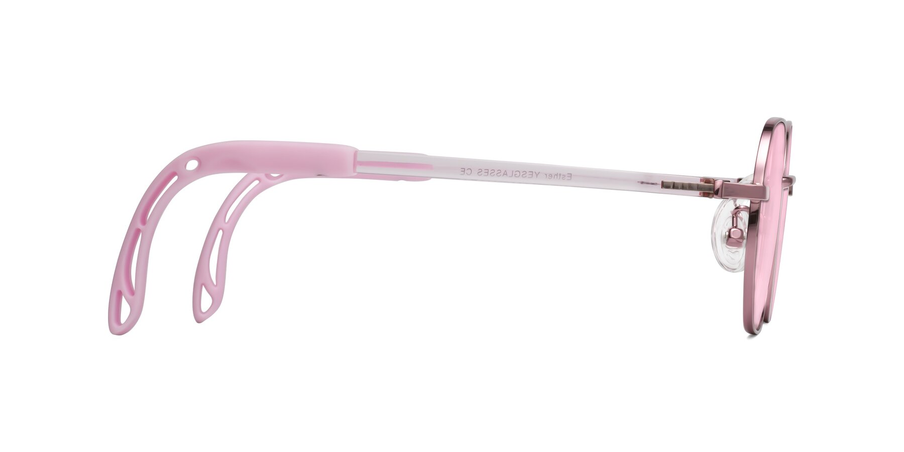 Side of Esther in Artist Pink with Light Pink Tinted Lenses