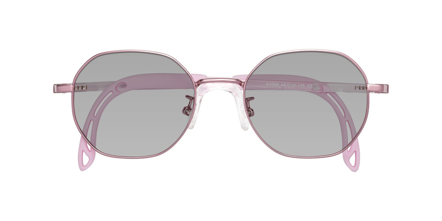 Folded Front of Esther in Artist Pink with Light Gray Tinted Lenses