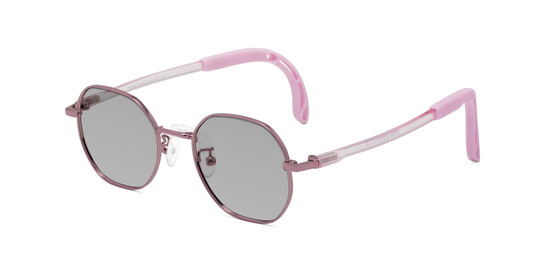 Angle of Esther in Artist Pink with Light Gray Tinted Lenses