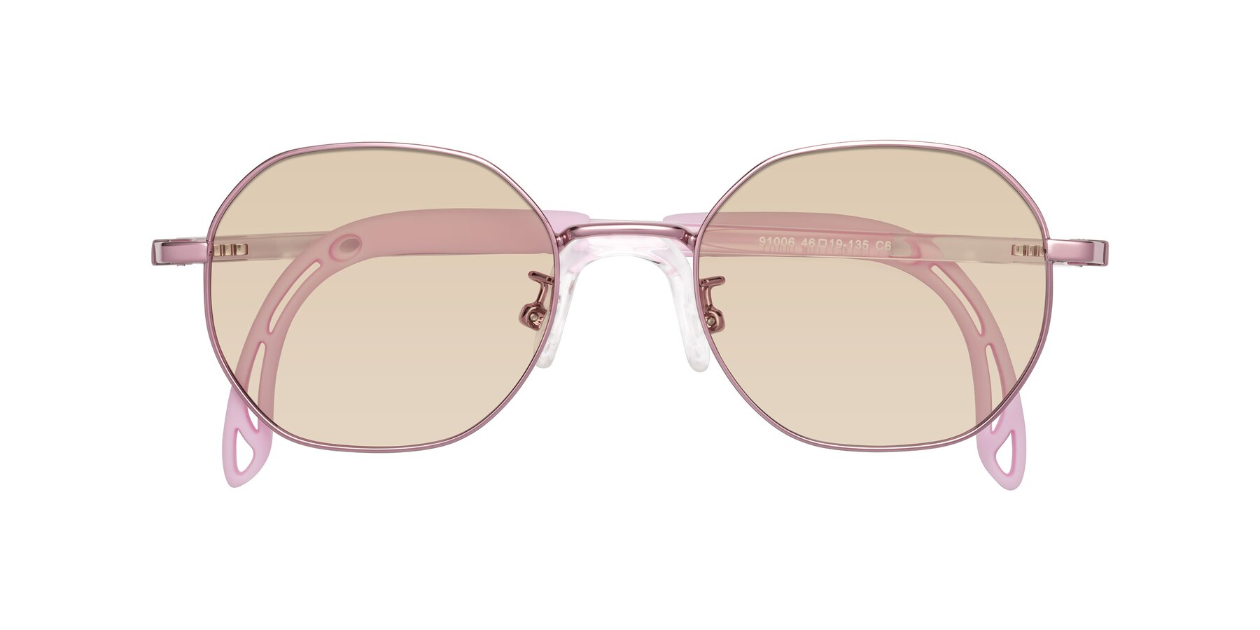 Folded Front of Esther in Artist Pink with Light Brown Tinted Lenses