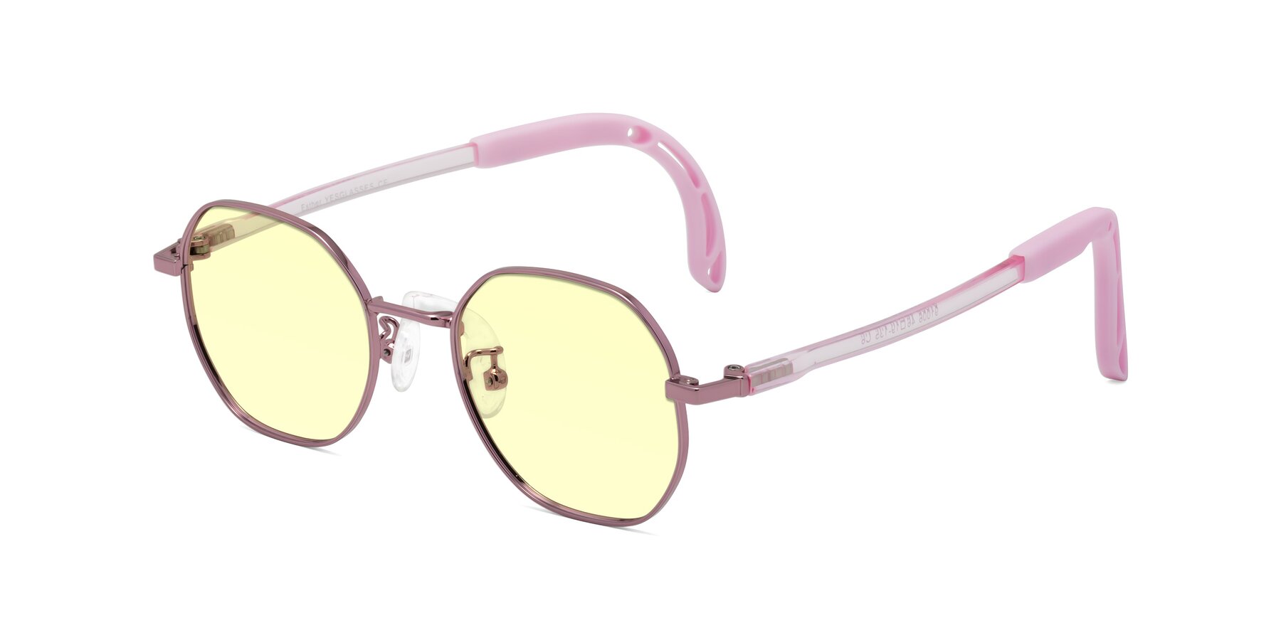 Angle of Esther in Artist Pink with Light Yellow Tinted Lenses