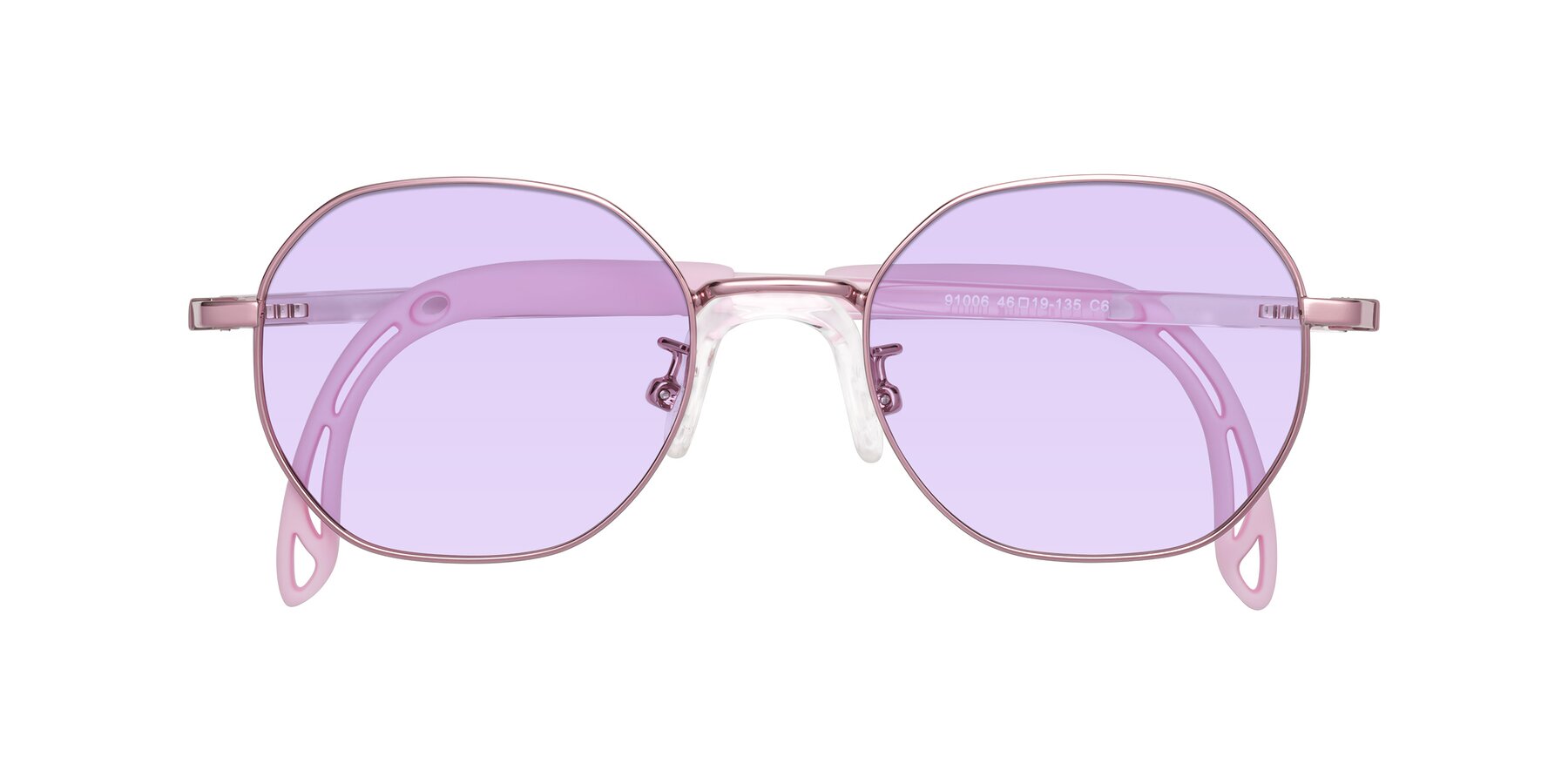 Folded Front of Esther in Artist Pink with Light Purple Tinted Lenses