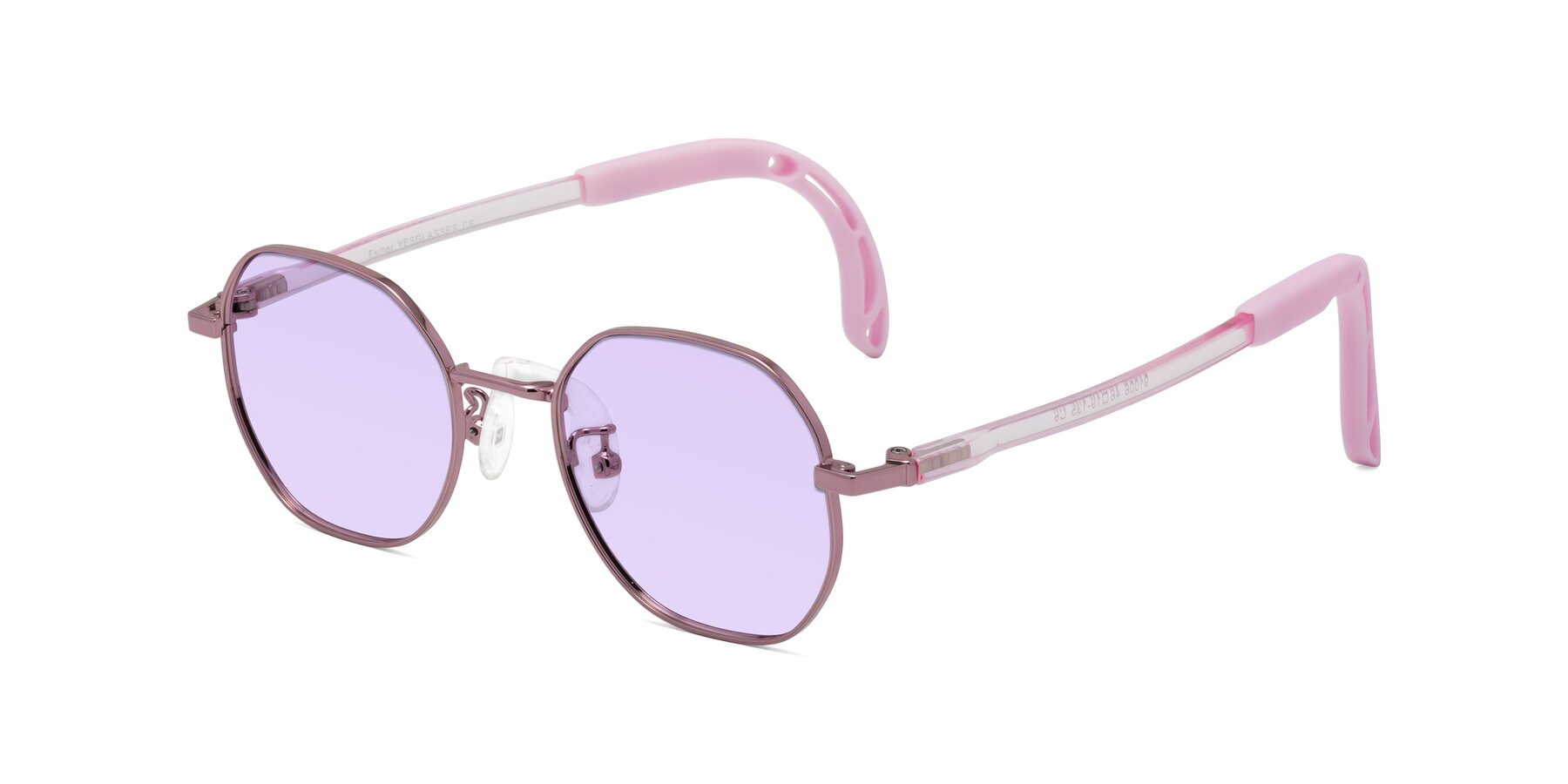 Angle of Esther in Artist Pink with Light Purple Tinted Lenses