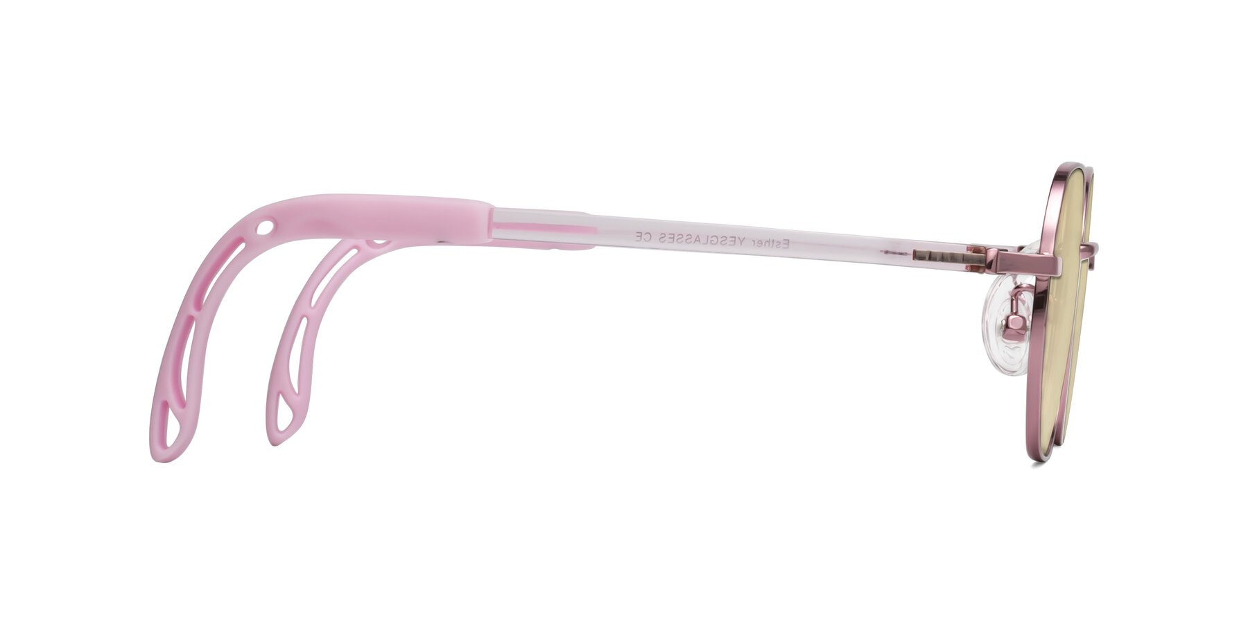 Side of Esther in Artist Pink with Light Champagne Tinted Lenses