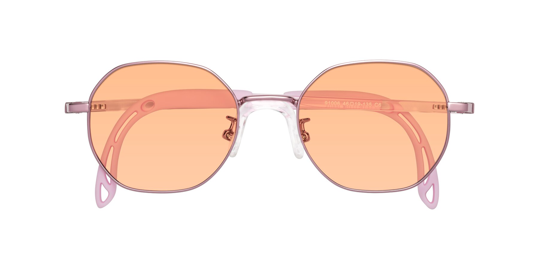 Folded Front of Esther in Artist Pink with Light Orange Tinted Lenses