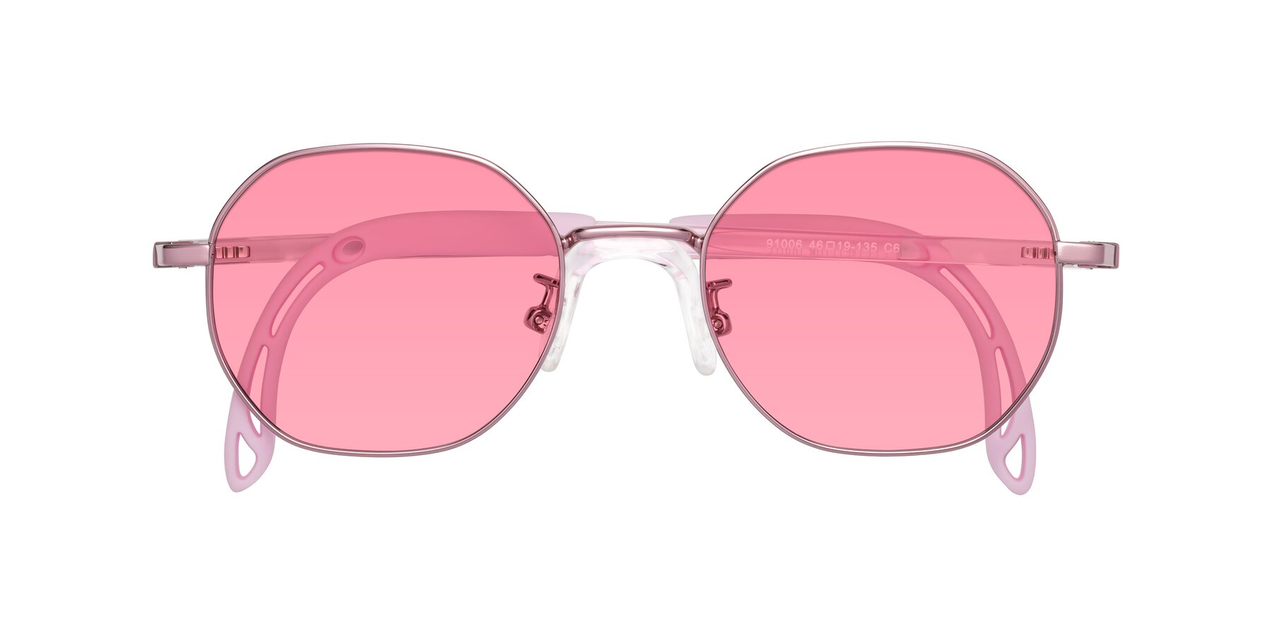 Folded Front of Esther in Artist Pink with Pink Tinted Lenses