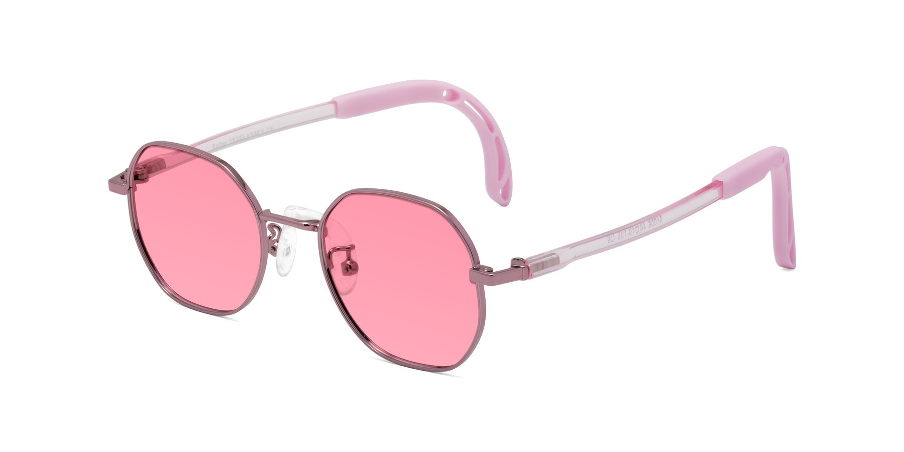 Angle of Esther in Artist Pink with Pink Tinted Lenses