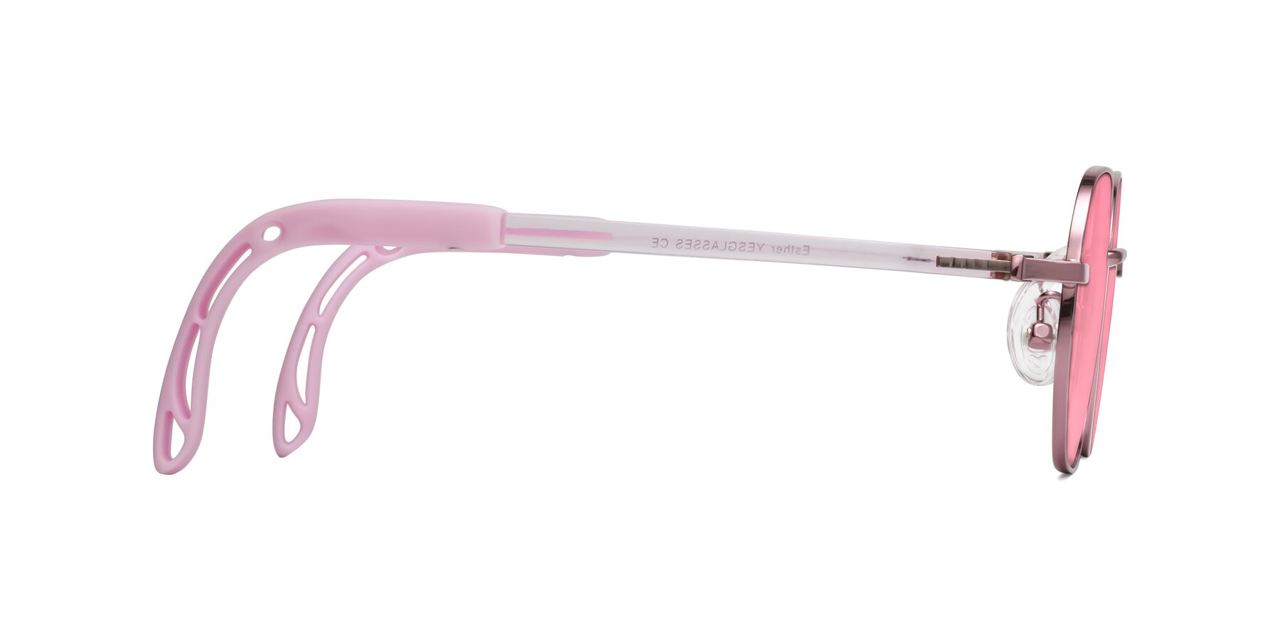 Side of Esther in Artist Pink with Pink Tinted Lenses