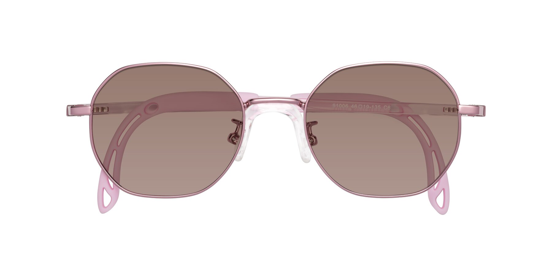 Folded Front of Esther in Artist Pink with Medium Brown Tinted Lenses