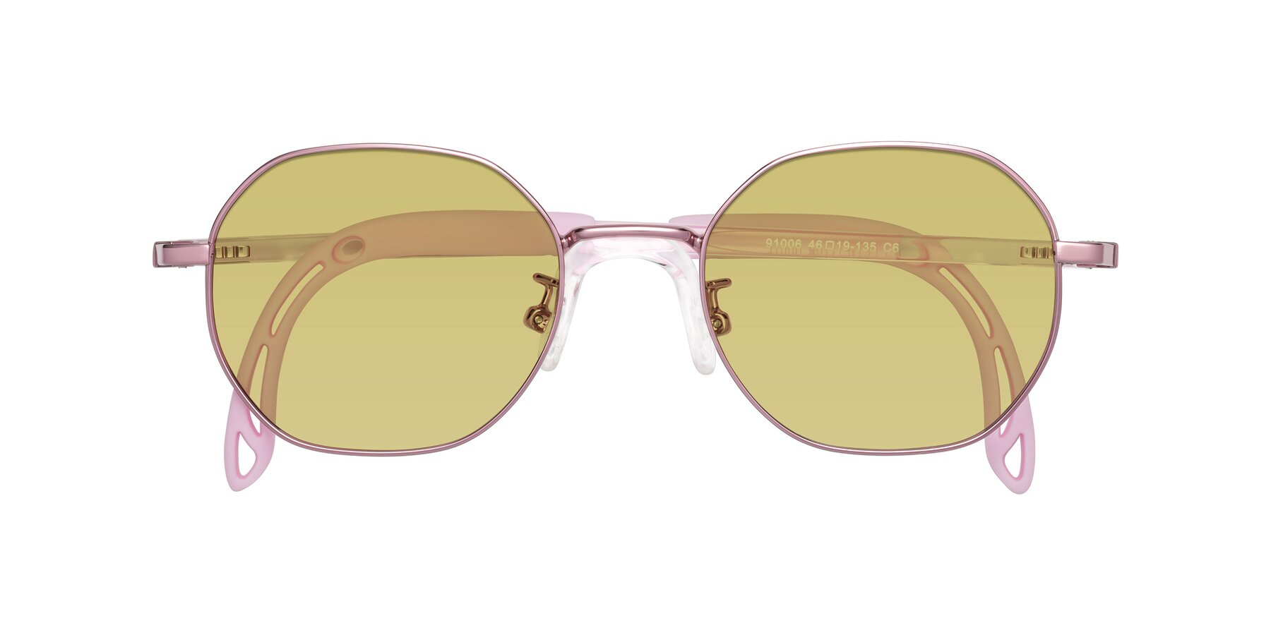 Folded Front of Esther in Artist Pink with Medium Champagne Tinted Lenses