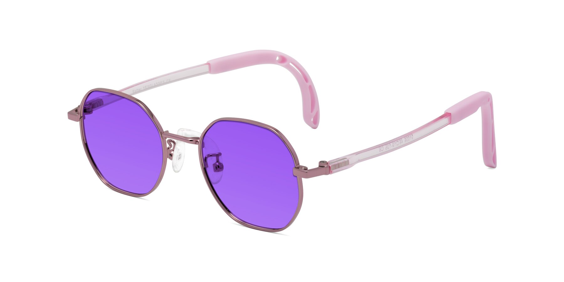 Angle of Esther in Artist Pink with Purple Tinted Lenses