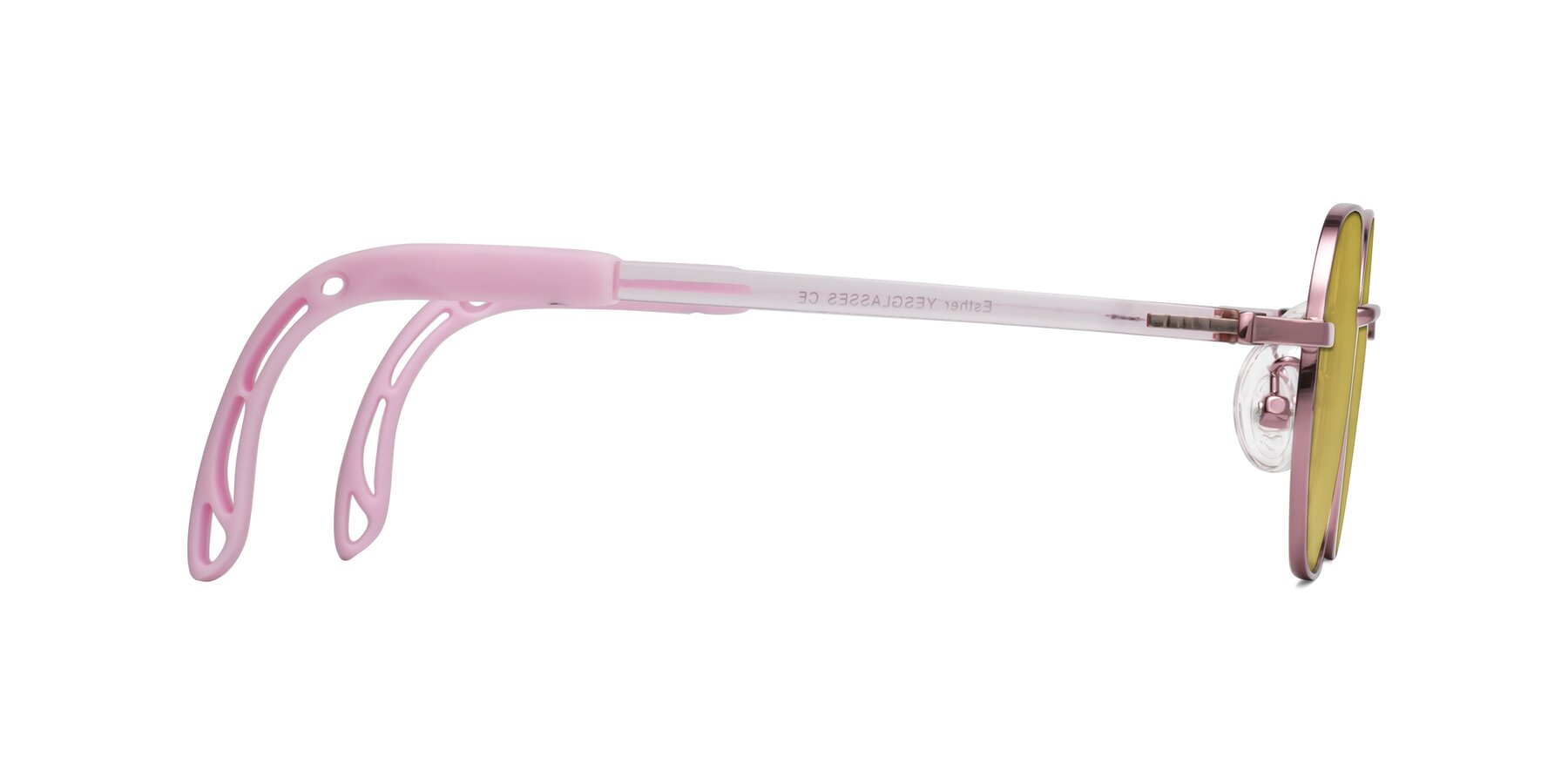 Side of Esther in Artist Pink with Champagne Tinted Lenses