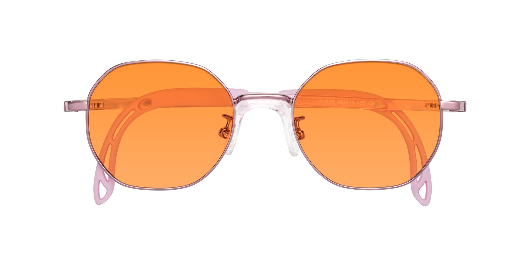 Folded Front of Esther in Artist Pink with Orange Tinted Lenses