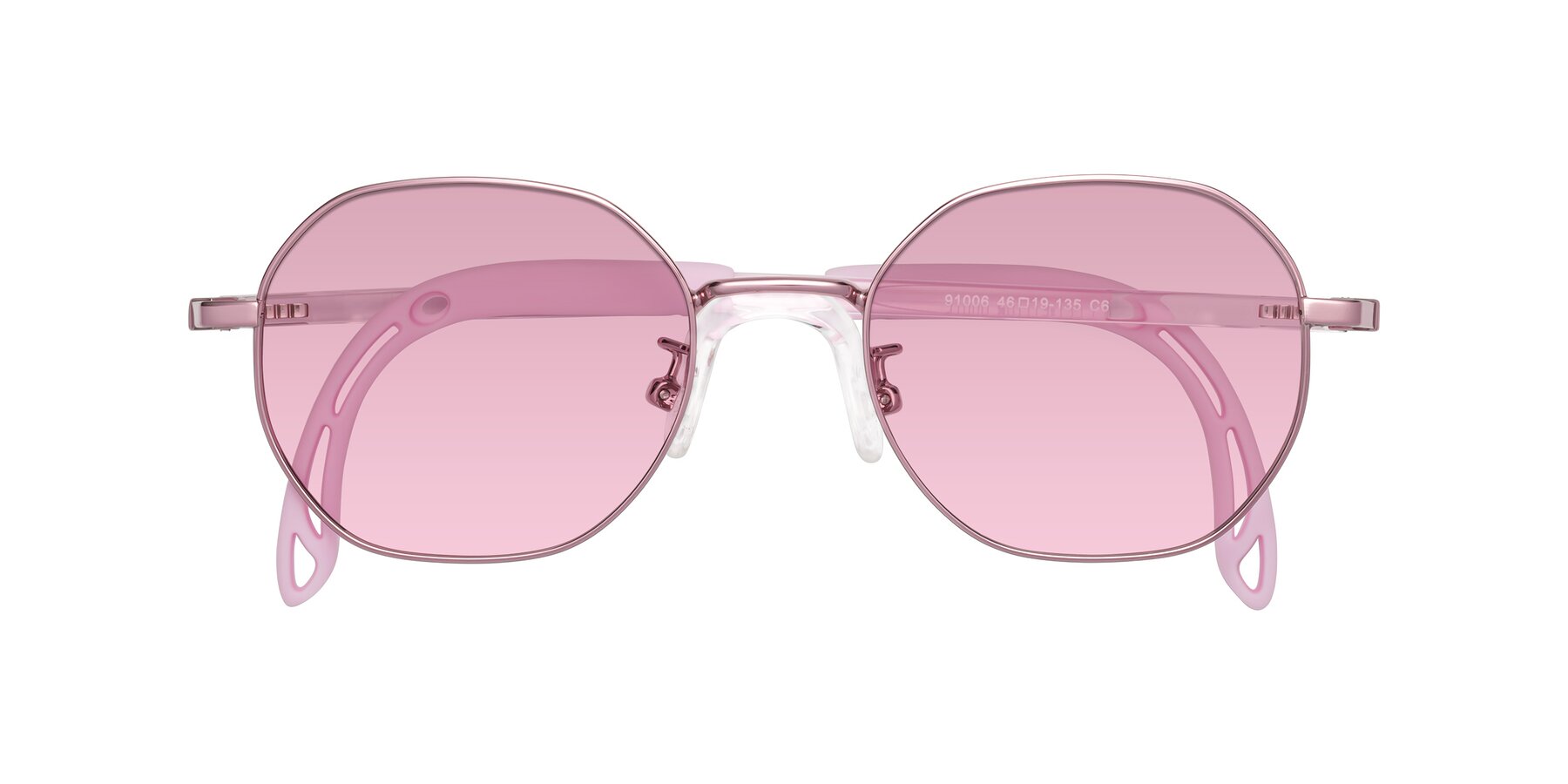 Folded Front of Esther in Artist Pink with Light Wine Tinted Lenses