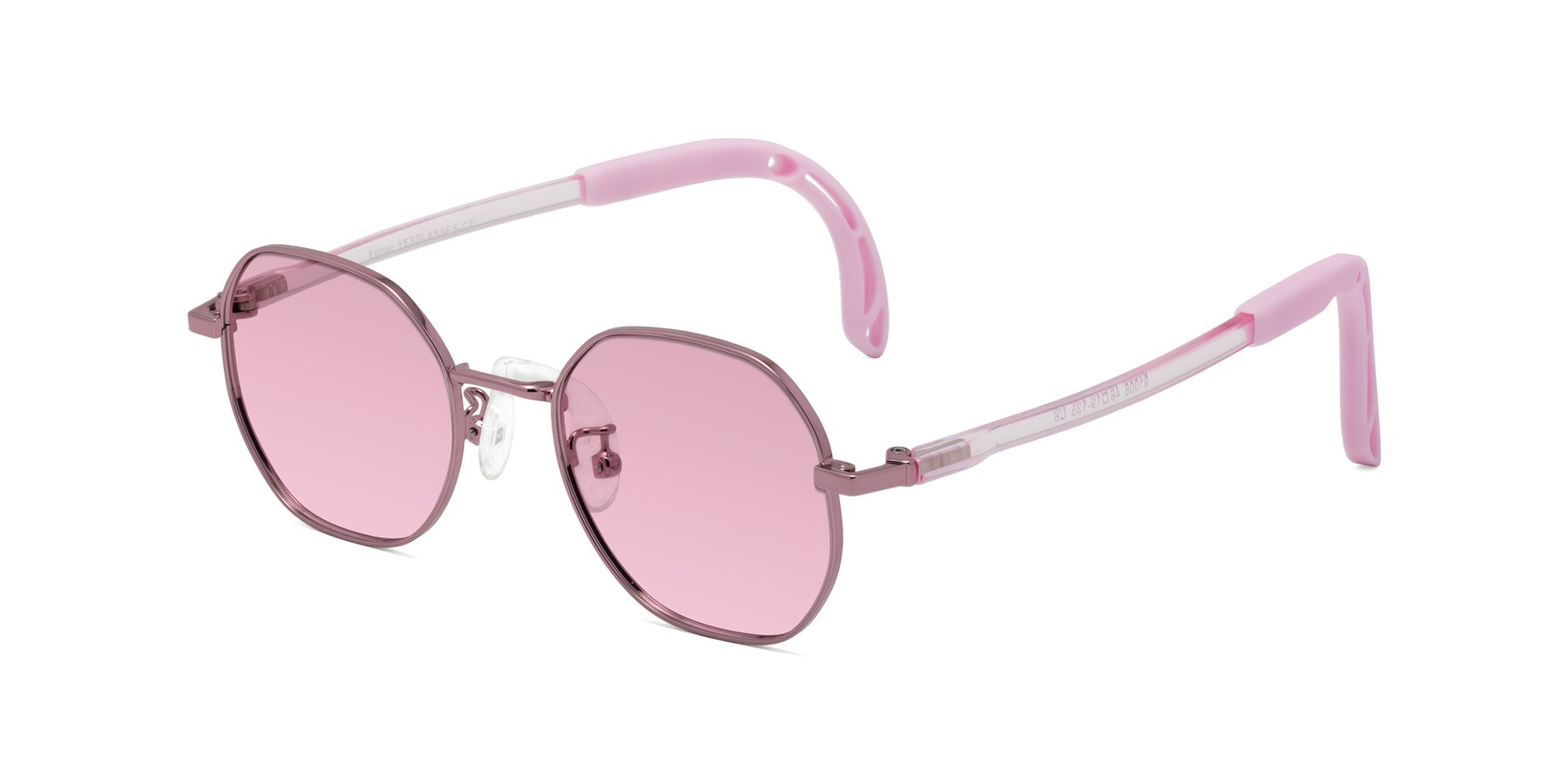 Angle of Esther in Artist Pink with Light Wine Tinted Lenses