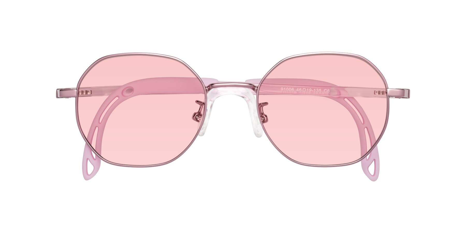 Folded Front of Esther in Artist Pink with Light Garnet Tinted Lenses