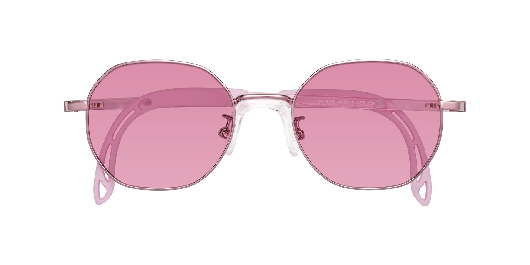 Folded Front of Esther in Artist Pink with Medium Wine Tinted Lenses