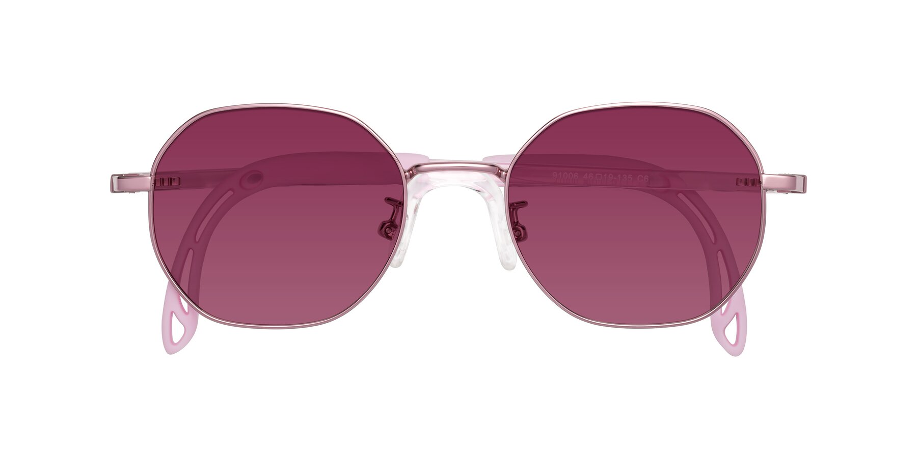 Folded Front of Esther in Artist Pink with Wine Tinted Lenses