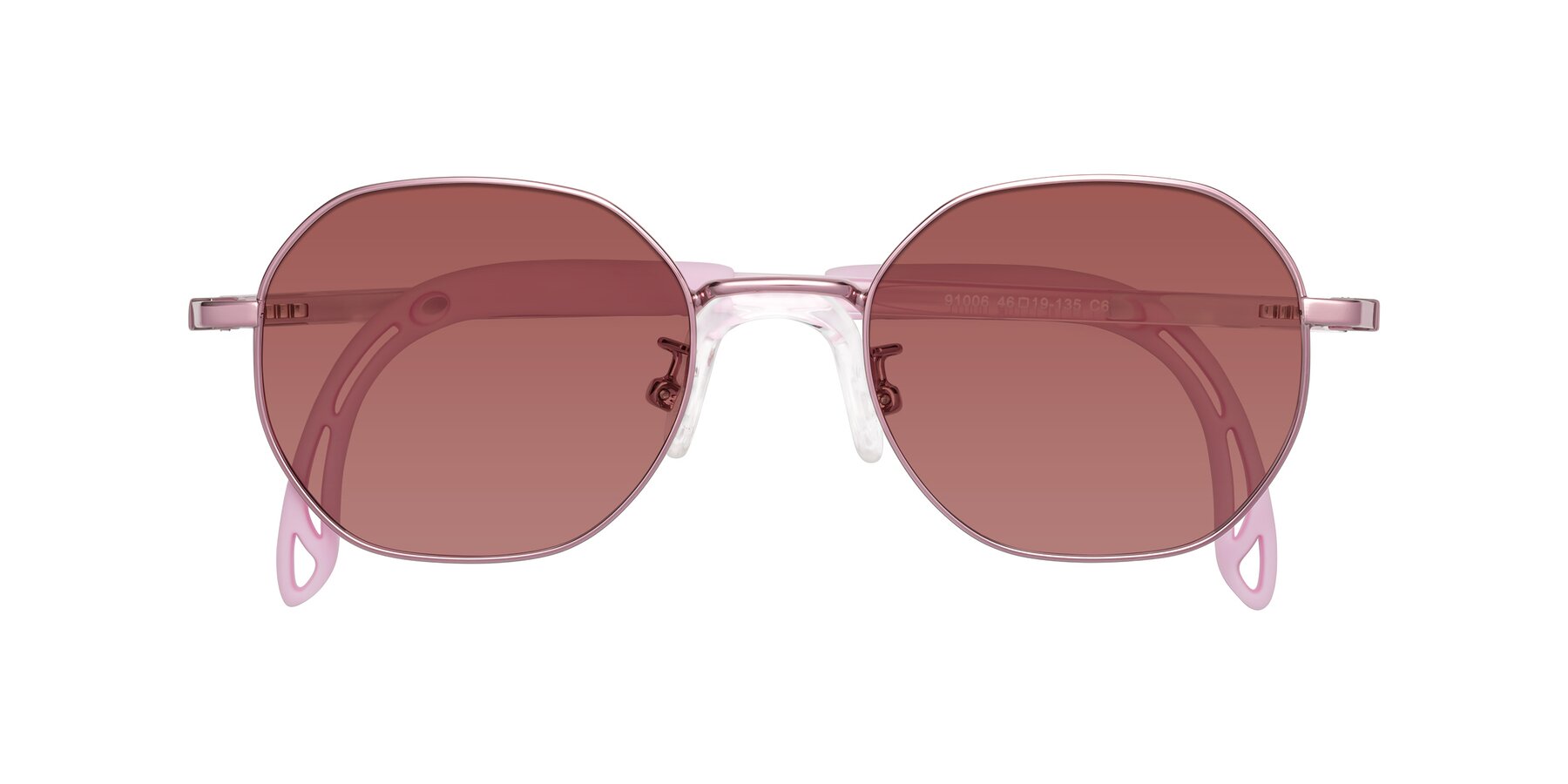 Folded Front of Esther in Artist Pink with Garnet Tinted Lenses