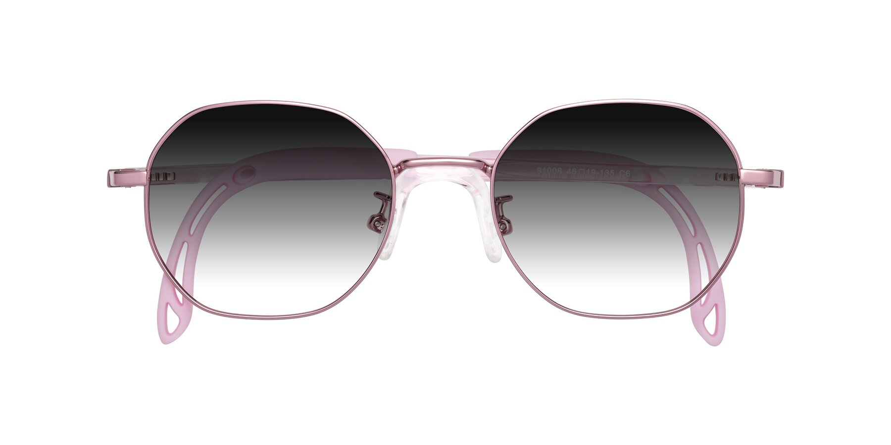 Folded Front of Esther in Artist Pink with Gray Gradient Lenses