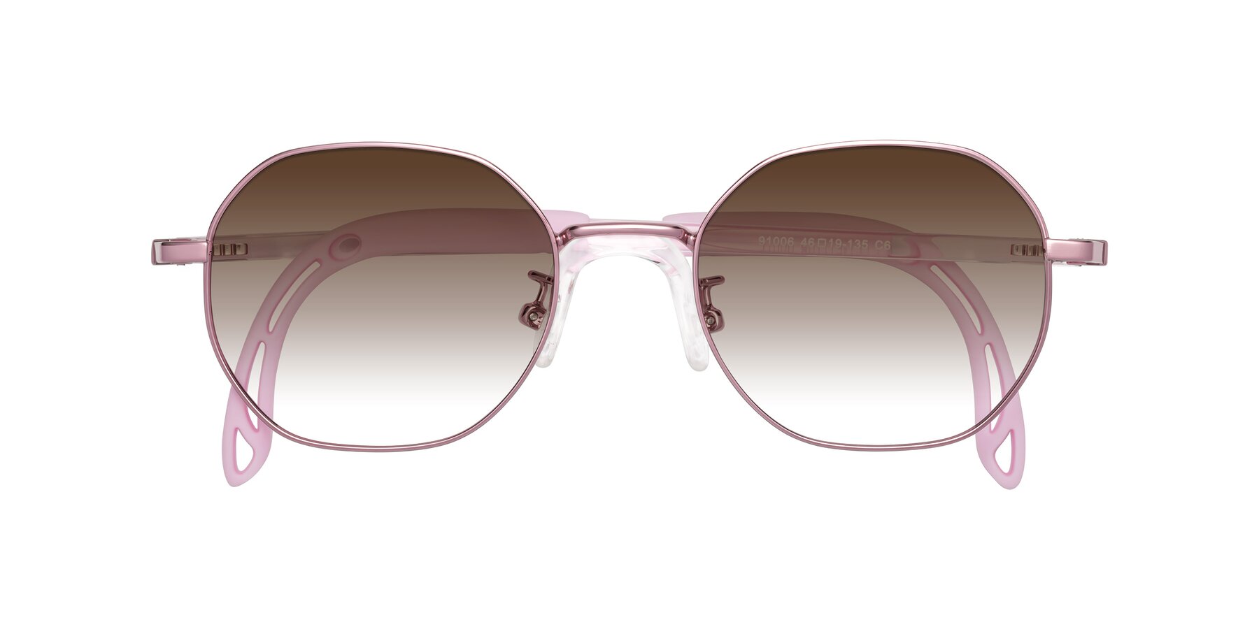 Folded Front of Esther in Artist Pink with Brown Gradient Lenses