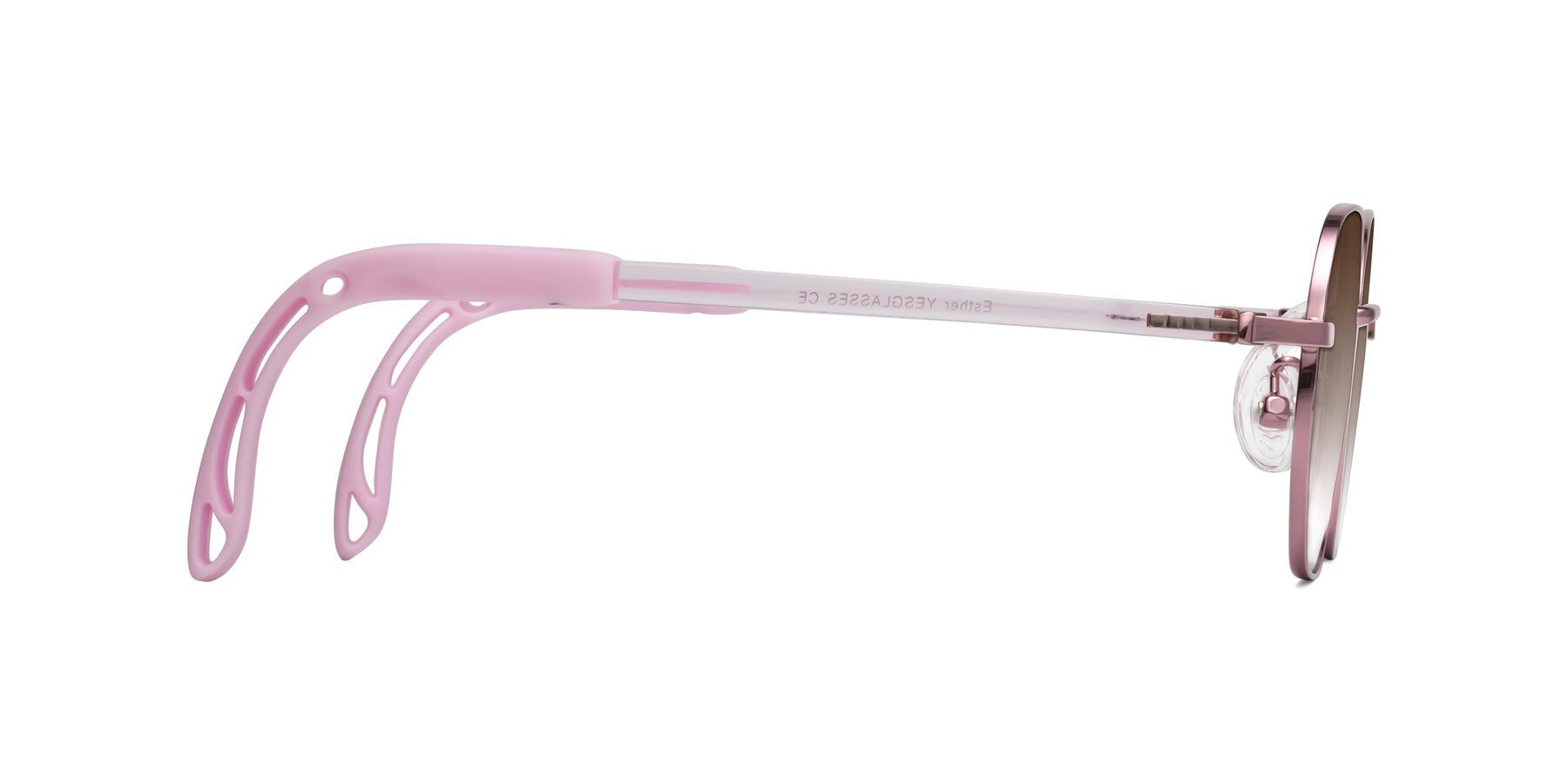 Side of Esther in Artist Pink with Brown Gradient Lenses