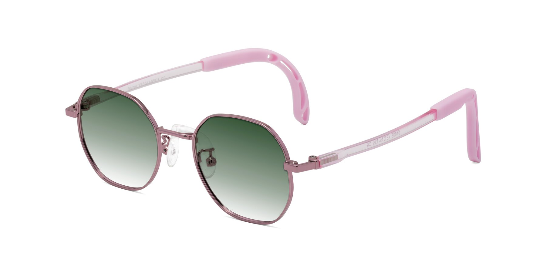 Angle of Esther in Artist Pink with Green Gradient Lenses