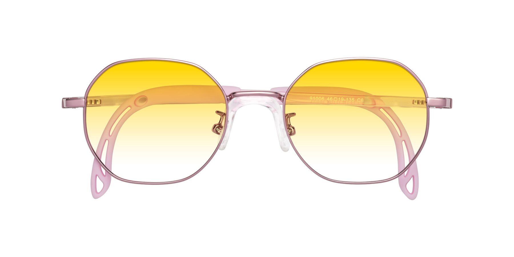 Folded Front of Esther in Artist Pink with Yellow Gradient Lenses