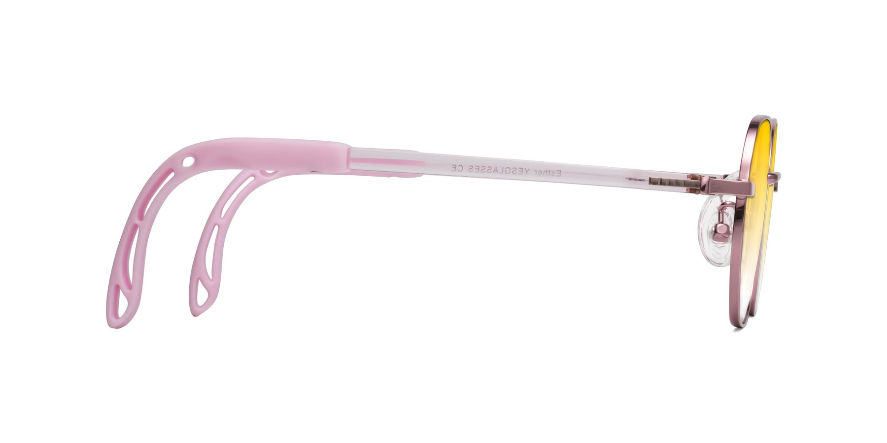 Side of Esther in Artist Pink with Yellow Gradient Lenses