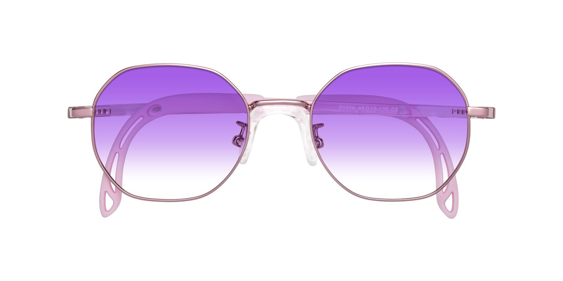 Folded Front of Esther in Artist Pink with Purple Gradient Lenses