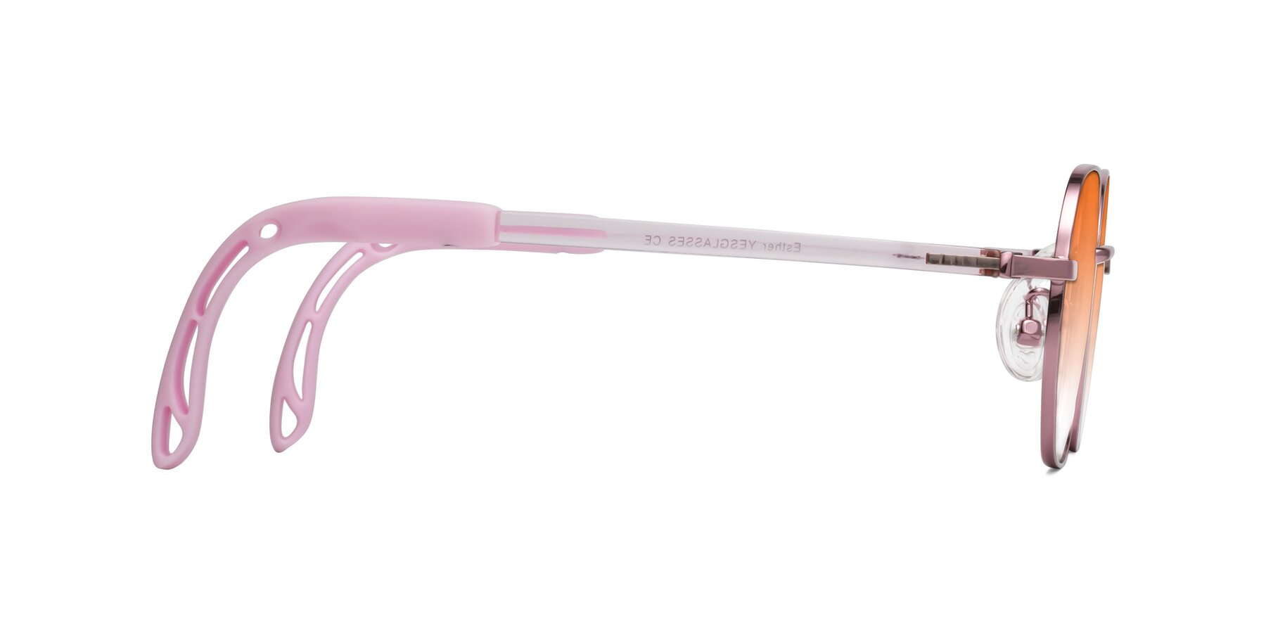 Side of Esther in Artist Pink with Orange Gradient Lenses