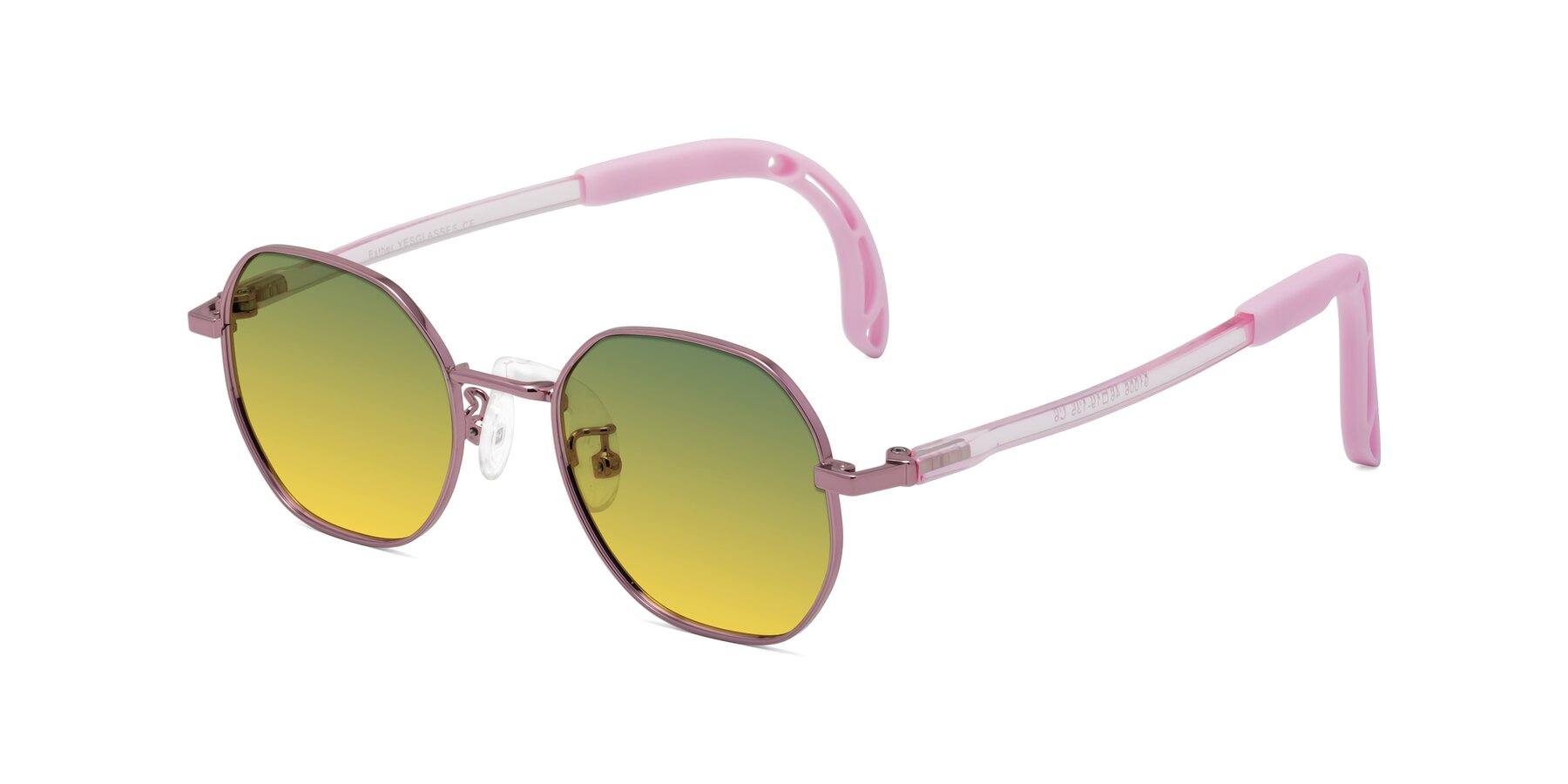 Angle of Esther in Artist Pink with Green / Yellow Gradient Lenses