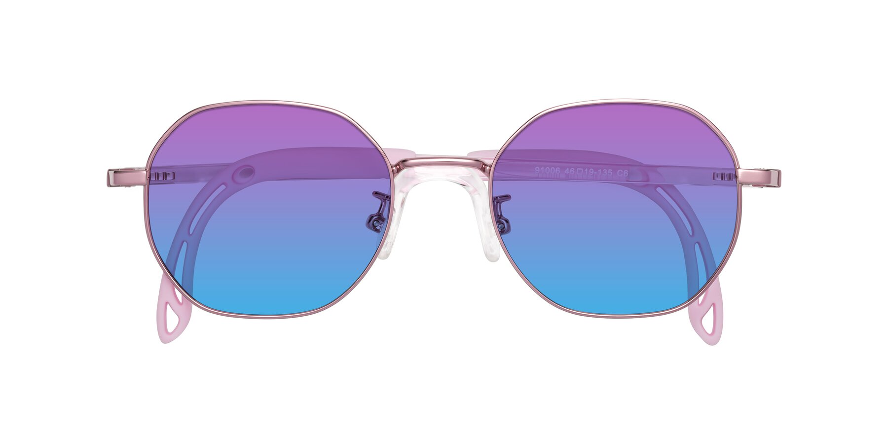 Folded Front of Esther in Artist Pink with Purple / Blue Gradient Lenses